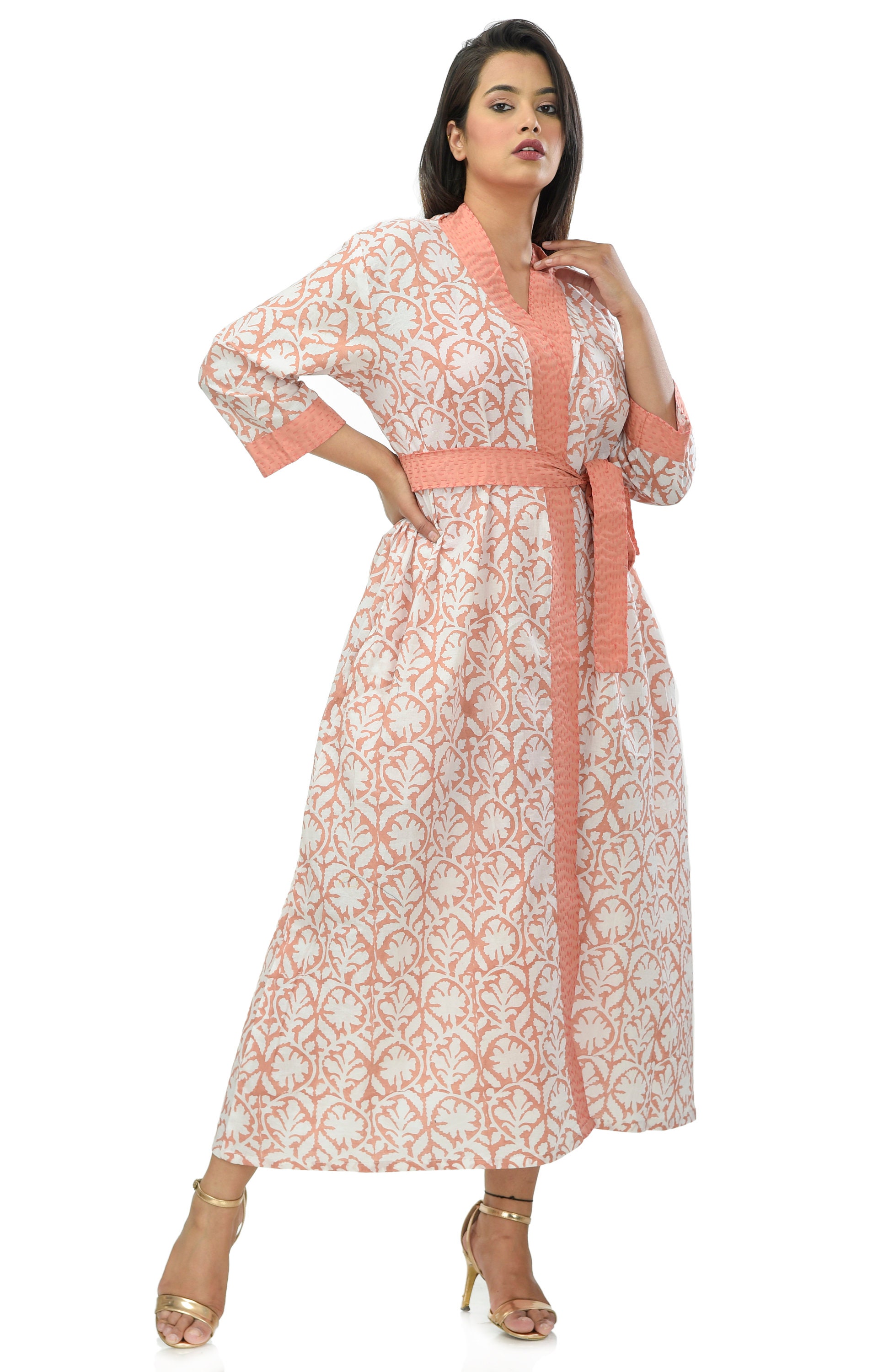 Hand Quilted Kimono Robe Peach Kimono Robes For WomenRobes Etsy