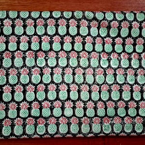 Grey Pineapple Block Print Cotton Fabric for Sewing Dressmaking Quilting Upholstery,Curtain Fabric,Fruit Print Fabric By the Yard image 5