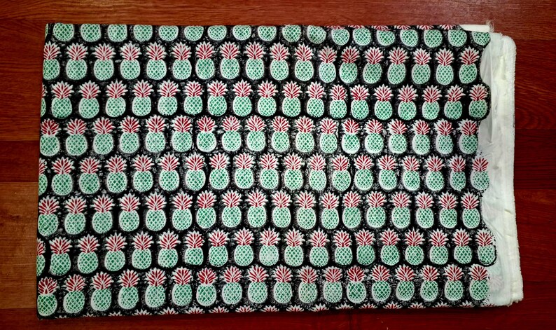 Grey Pineapple Block Print Cotton Fabric for Sewing Dressmaking Quilting Upholstery,Curtain Fabric,Fruit Print Fabric By the Yard image 5
