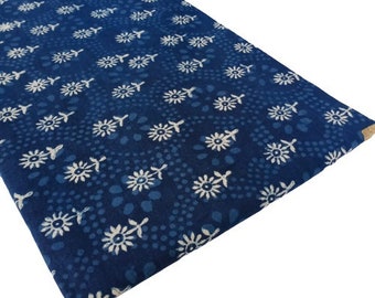 Indigo blue paisley floral print fabric indian cotton hand block print fabric by the yard fabric # SWGFB 299