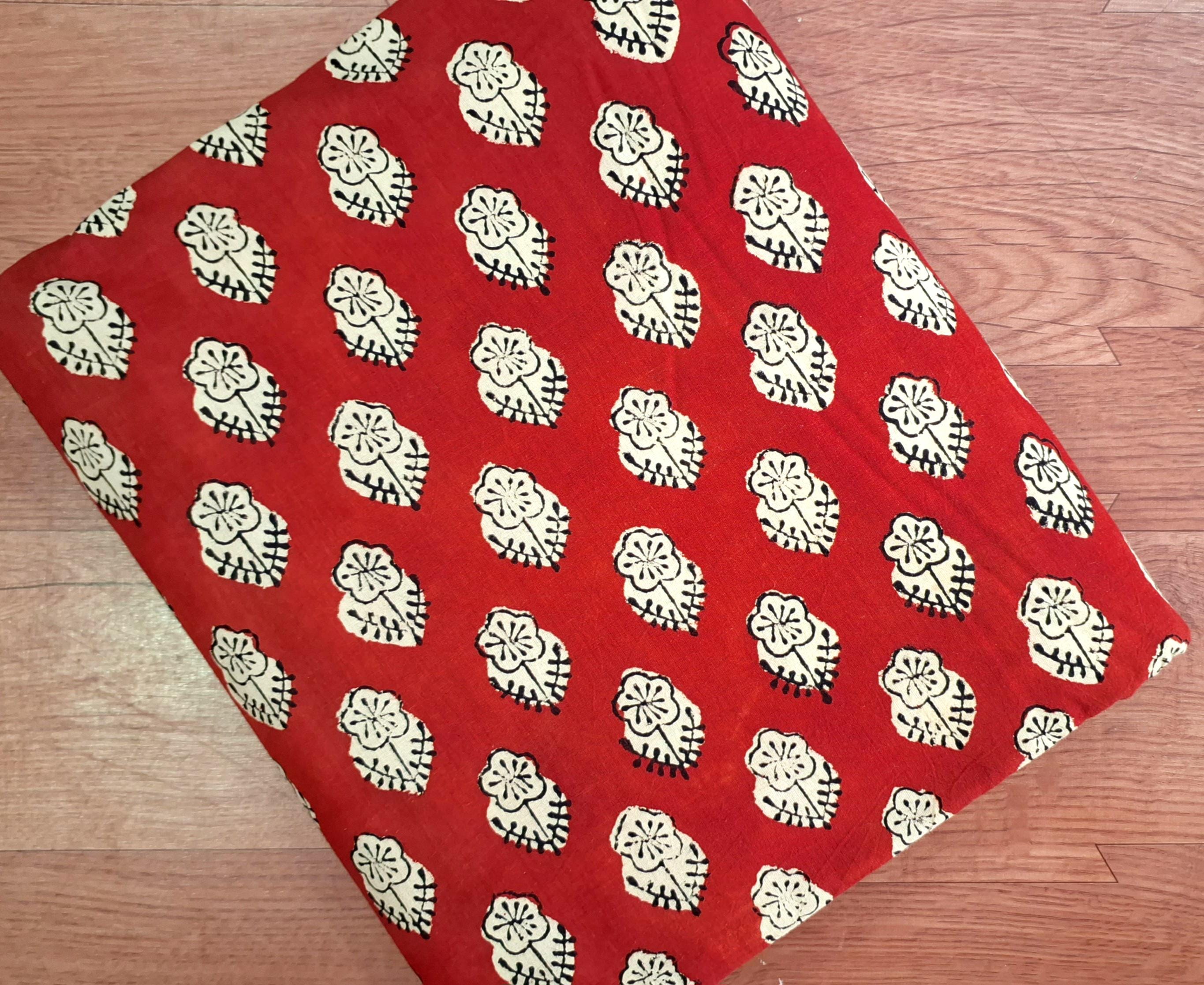 Red Block Print Fabric,by the Yard Floral Indian Fabric,dressmaking ...