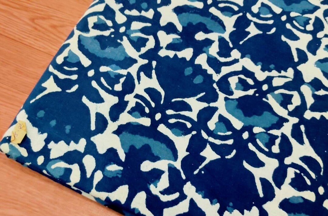 Indigo Blue Indian Block Print Fabric,floral Print Fabric,by the Yard