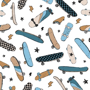 Blue Skateboard Fabric, Skateboarding Fabric, Fabric by the Yard, Little Smile Makers, Quilting Cotton, Knit Fabric, Canvas, Spandex, Jersey