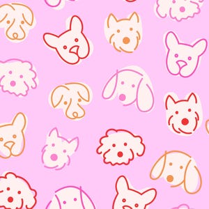Pink Dog Fabric, Puppy Fabric, Girl Dog Fabric, Fabric by the Yard, Little Smilemakers, Quilting Cotton, Sateen, Broadcloth, Knit Fabric