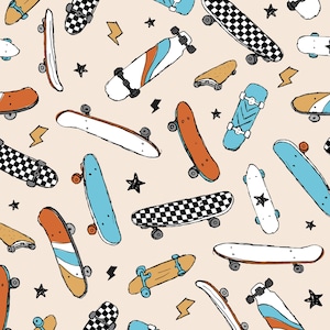 Skateboard Fabric, Skateboarding Fabric, Fabric by the Yard, Little Smile Makers, Quilting Cotton, Knit Fabric, Canvas, Spandex, Minky