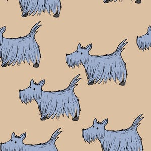 Scottie Dog Fabric, Scottish Terrier Fabric, Fabric by the Yard, Quilting Cotton, Knit Fabric, Spandex, Canvas, Sateen, Bamboo, Fat Quarter
