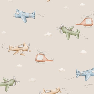 Tan Airplane Fabric, Baby Toddler Fabric, Fabric by the Yard, Autumn River, Quilting Cotton, Minky, Broadcloth, Knit Fabric, Sateen, Jersey