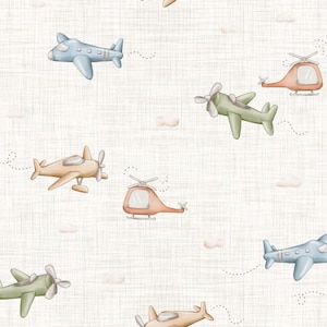 Cream Airplane Fabric, Baby Toddler Fabric, Fabric by the Yard, Autumn River, Quilting Cotton, Minky, Broadcloth, Knit Fabric, Fat Quarters