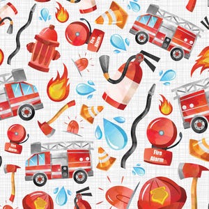 Fire Truck Fabric, Firefighter Fabric, Fabric by the Yard, Michelle Hemeon, Quilting Cotton, Minky, Broadcloth, Spandex, Knit Fabrics