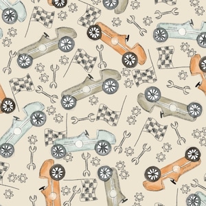 Tela de coche de carreras, tela de coche de carreras retro, tela cortada a medida, Brittany Frost, algodón para acolchado, lona, tela para pantalones cortos, tela de punto, Minky, jersey