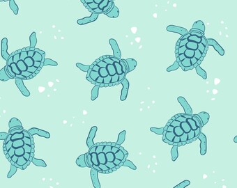 Green Sea Turtle Fabric, Ocean Animal Fabric, Fabric by the Yard, Prue Melanie, Swim Fabric, Boardshort Fabric, Quilting Cotton, Canvas