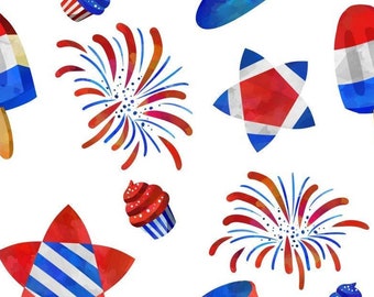 4th of July Fabric, Firework Fabric, Fabric by the Yard, Tori Egeler, Quilting Cotton, Broadcloth, Knit Fabrics, Minky, Broadcloth, Jersey