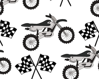 Dirt Bike Stoff Meterware, Motocross Stoff, Motorrad Stoff, Quilting Baumwolle, Leinwand, Sateen, Minky, Feincord, Spandex, Jersey