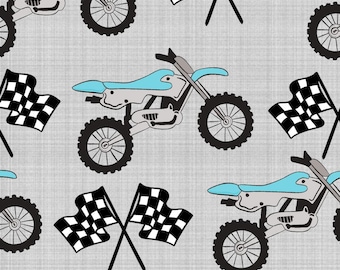 Blau Grau Dirt Bike Stoff Meterware, Motocross Stoff, Motorrad Stoff, Quilting Baumwolle, Leinwand, Minky, feiner Baumwollstoff, Spandex, Jersey