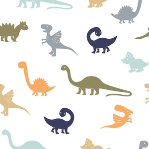 Multicolor Dinosaur Fabric, Dino Fabric, Fabric by the Yard, Quilting Cotton, Spandex, Jersey, Bamboo, French Terry, Spandex, Boardshort