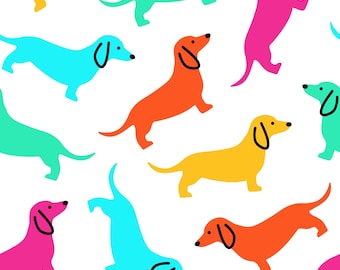Tela colorida de perro salchicha, tela para perros, tela cortada a medida, Prue Melanie, algodón acolchado, licra, jersey, lona, tejido de punto, jersey
