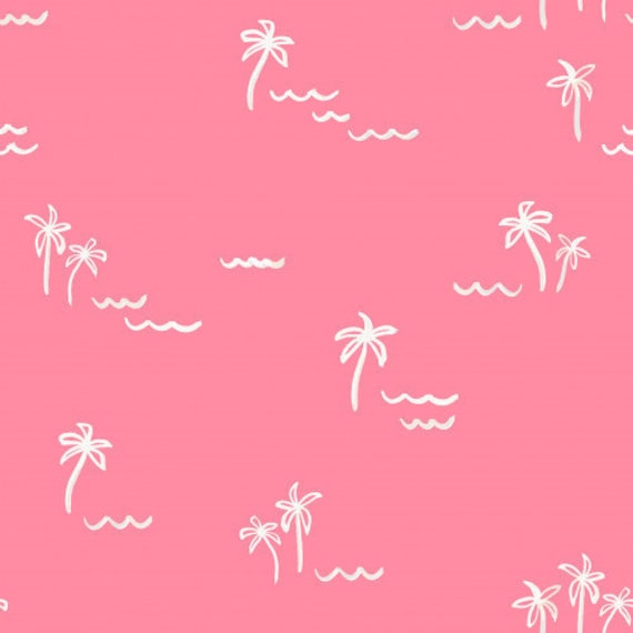Pink Palm Tree Fabric , Fabric by the Yard, Vivie and Ash, Quilting Cotton, Swim Fabric, Boardshort Fabric, Bamboo, Cotton Spandex, Canvas