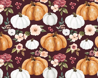 Burgunder Kürbis Blumen Stoff, Herbst Stoff, Cate und Rainn, Quilting Baumwolle, Canvas, feiner Baumwollstoff, Minky, Feinstrick