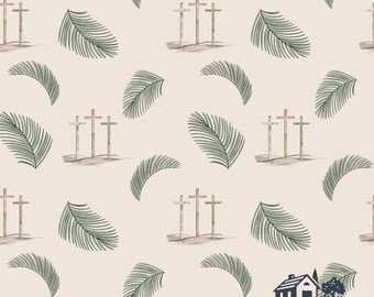 Cruz de Pascua en tela, estampado cristiano religioso, BY Design Graphics