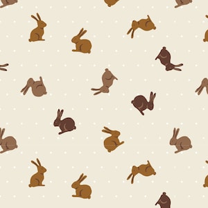 Chocolate Easter Bunny Fabric, Easter Fabric, Erin Kendal, Fabric by the Yard, Quilting Cotton, Bamboo, French Terry, Ribbed Knit, Jersey