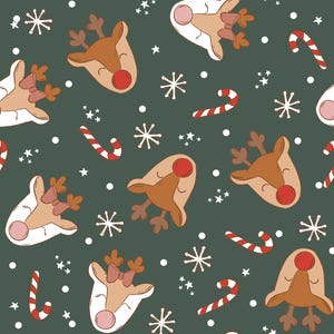 Grüner Rentier-Stoff, Kinder Weihnachtsstoff, Meterware, Bretagne Frost, Quilting Baumwolle, Strickstoff, Leinwand, Minky, Jersey