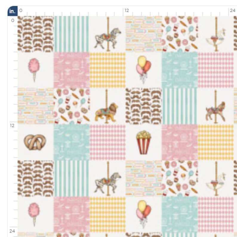 Carnival Cheater Quilt, Carousel Fabric by the Yard, 4 Inch Blocks ...