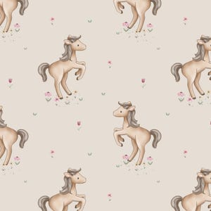 Hellbrauner Pferdestoff, Babypferdestoff, Meterware, Autumn River Studio, Quilting Baumwolle, Spandex, Sateen, Minky, Walkstoff, Leinwand