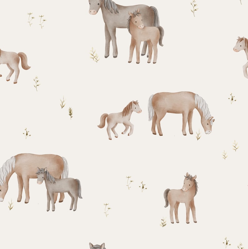 horse with foal fabric