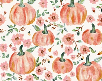 Herbst Kürbis Blumenstoff, Meterware, Herbst Stoff, Vivie & Ash, Quilting Baumwolle, Breittuch, Leinwand, Strickstoff, Minky, Satin