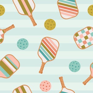 Blue Pickleball Fabric, Pickleball Quilt Fabric, Fabric by the Yard, Lily Girl Paper, Broadcloth, Sateen, Canvas, Minky, Broadcloth, Jersey