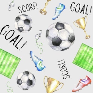Soccer Game Fabric, Fabric by the Yard, Soccer Ball Fabric, Quilting Cotton, Spandex, Bamboo, Minky, French Terry, Canvas, Broadcloth