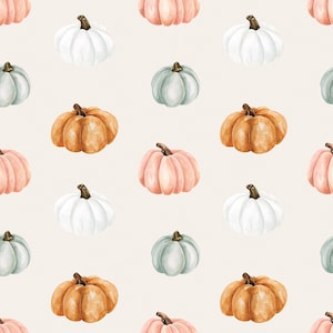 Multicolor Pumpkin Fabric, Watercolor Pumpkins, Fall Fabric, Fabric by the Yard, Cate and Rainn, Quilting Cotton, Canvas, Broadcloth, Minky