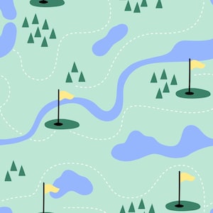 &quot;Golfplatz Karte Stoff, &quot;&quot;Golf-Stoff&quot;&quot;, Patchworkstoff, Baumwollstoff, Strickstoff, Leinwand, Baumwolle, gemustert, Baumwollstoff, Canvas, Baumwolle, gepunktet.&quot;