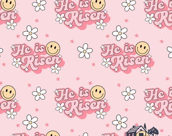 Tela religiosa de Pascua, estampado "Él ha resucitado", telas cristianas, retro Rach