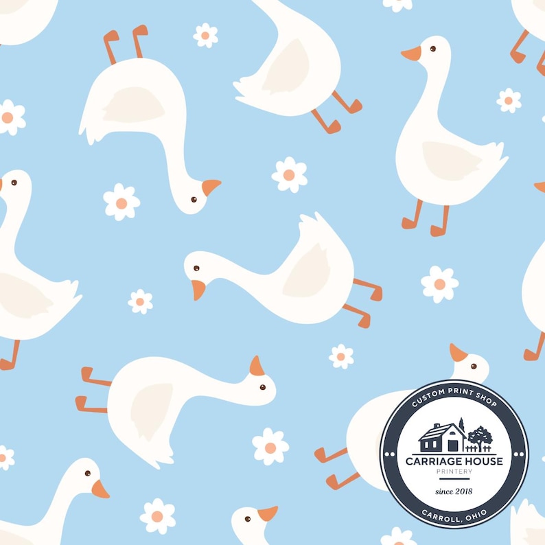 Light Blue Duck Fabric, Bird Print, Prue Melanie - Etsy