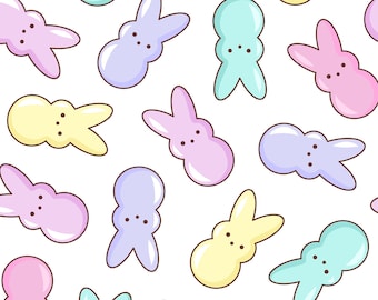 Pastel Bunny Candy Fabric, Easter Bunny Fabric, Fabric by the Yard, Julie Storie Quilting Cotton, Sateen, Knit Fabric, Canvas, Spandex, Swim