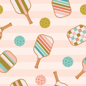 Pink Pickleball Fabric, Girls Sports Fabric, Fabric by the Yard, Lily Girl Paper, Quilting Cotton, Knit Fabric, Broadcloth, Canvas, Minky