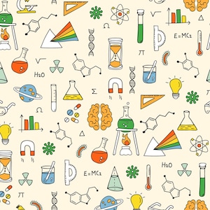 Science Chemistry Fabric, STEM Fabric, Back to School Fabric, Fabric by the Yard, Little Smilemakers, Quilting Cotton, Canvas, Knit Fabrics