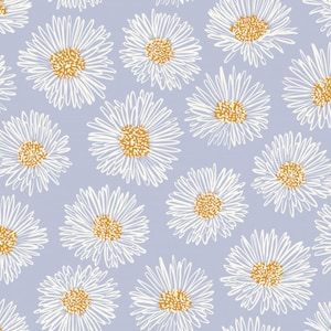 Blue Daisy Fabric, Fabric by the Yard, Hufton Studio, Spring Fabric, Custom Fabric, Quilting Cotton, Fat Quarter, Spandex, Canvas, Bamboo