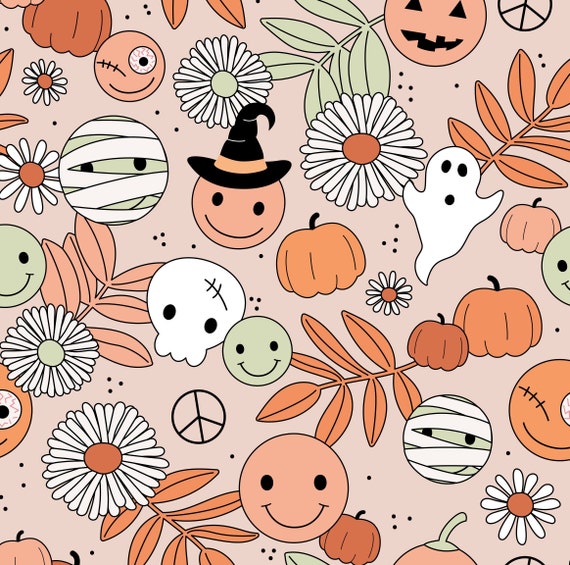 Funky Halloween Blumen Stoff, Ghost Skull Mumie, Stoff-Bulk-Lager