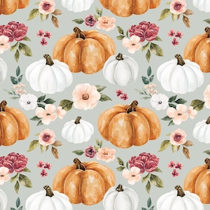 Blauer Kürbis Blumen Stoff, Herbst Stoff, Meterware, Cate & Rainn, Meterware, Quilt Baumwolle, Strickstoff, Leinwand, Jersey