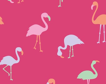 Pinker Flamingo Stoff, Sommerstoff, Stoff Meterware, Little Smilemaker, Swim Stoff, Boardshort Stoff, Patchworkstoff, Quilting Baumwolle