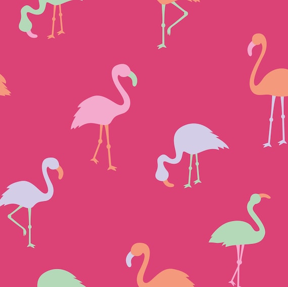 Pink Flamingo Fabric, Summer Fabric, Fabric by the Yard, Little Smilemakers, Swim Fabric, Boardshort Fabric, Knit Fabric, Quilting Cotton