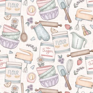 Baking Fabric, Cooking Fabric, Kitchen, Fabric by the Yard, Krystal Winn, Quilting Cotton, Sateen, Knit Fabric, Jersey, Broadcloth, Spandex