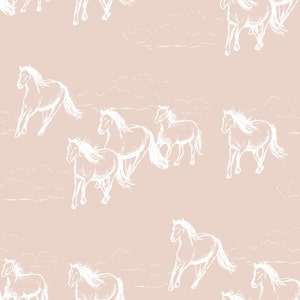 Beiger Pferde Stoff, Meterware, Lindo, Patchworkstoff, Quilting Baumwolle, Bio-Baumwolle, Spandex, Bambus, Canvas, Jersey