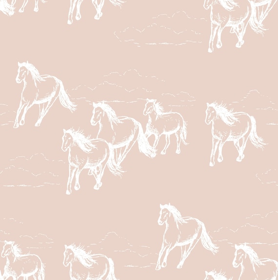Beiger Pferde Stoff, Meterware, Lindo, Patchworkstoff, Quilting