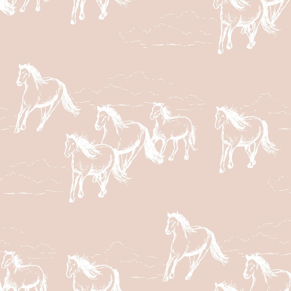 Light Pink Horse Fabric, Fabric by the Yard, Rose Lindo, Quilting Cotton, Broadcloth, Organic Cotton, Spandex, Bamboo, Canvas, Jersey