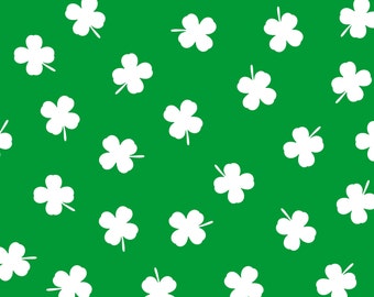 Green Shamrock Clover Fabric, St. Patricks Day Fabric, Fabric by the Yard, Little Arrow, Quilting Cotton, Knit Fabric, Canvas, Spandex