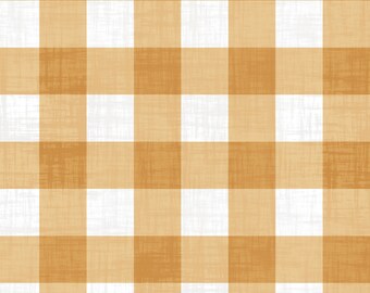 Fall Mustard Gingham Fabric, Linen Look Gingham, Fabric by the Yard, Quilting Cotton, Canvas, Spandex, Broadcloth, Bamboo, French Terry