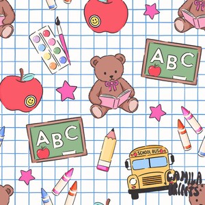 Tissu pour la rentrée scolaire, Tissu pour fournitures scolaires, Tissu pour autobus scolaire, Tissu par mètre, Imprimés camilas, Coton à courtepointe, Tissus tricot, Toile